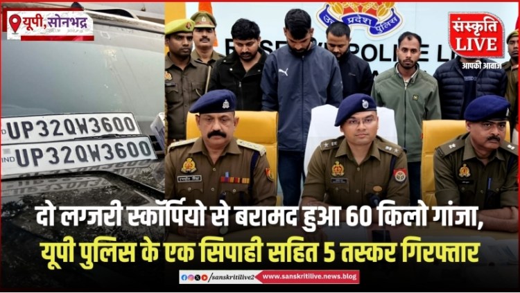 गांजा तस्करी के बड़े खेल का खुलासा: दो लग्जरी स्कॉर्पियो से बरामद हुआ 60 किलो गांजा, यूपी पुलिस के एक सिपाही सहित 5 तस्कर&nbsp;गिरफ्तार